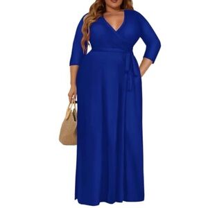 Beautiful Plus Size Blue Maxi Dress